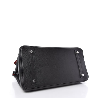 Hermes Epsom Horseshoe Birkin 30 Black Rouge Casaque 4 of 11