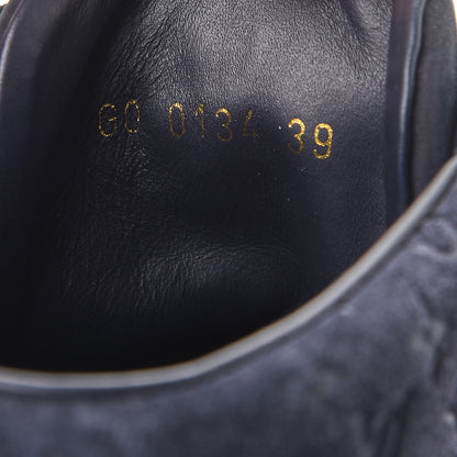 Louis Vuitton Calfskin Patent Suede Monogram Cliff Top Wedge Sneakers 39 Navy 8 of 8