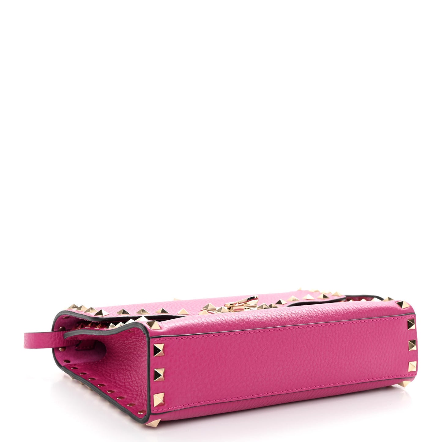 Pebbled Calfskin Medium Rockstud Flip Lock Crossbody Bag Rose Violet
