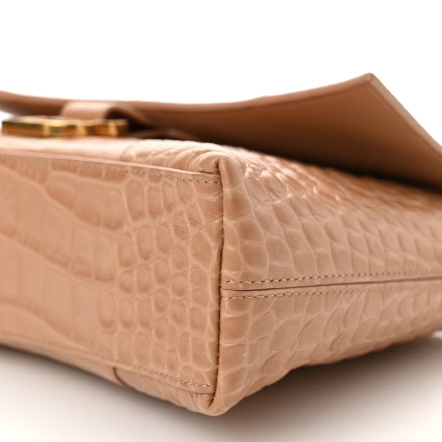 Extra Supple Calfskin Crocodile Embossed XS Downtown Shoulder Bag Nude Beige