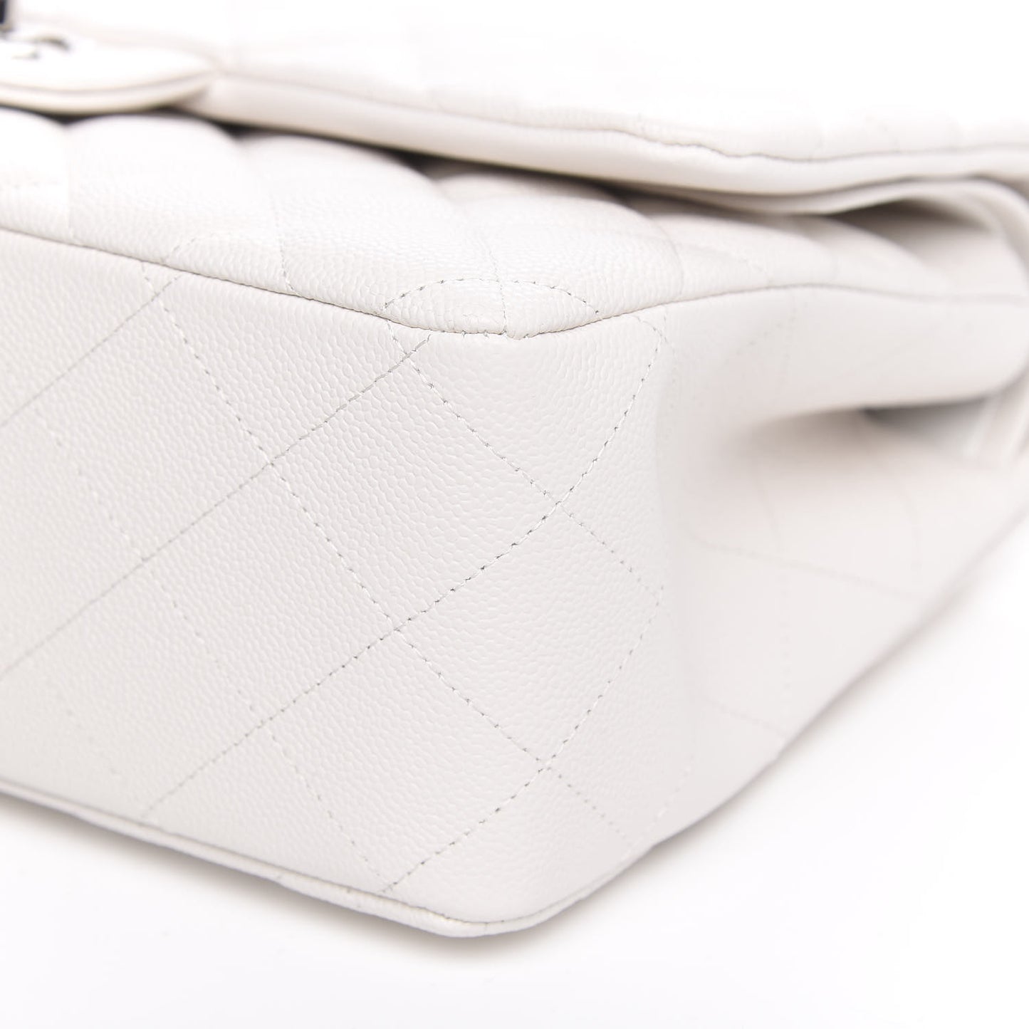 Caviar Quilted Jumbo Double Flap White
