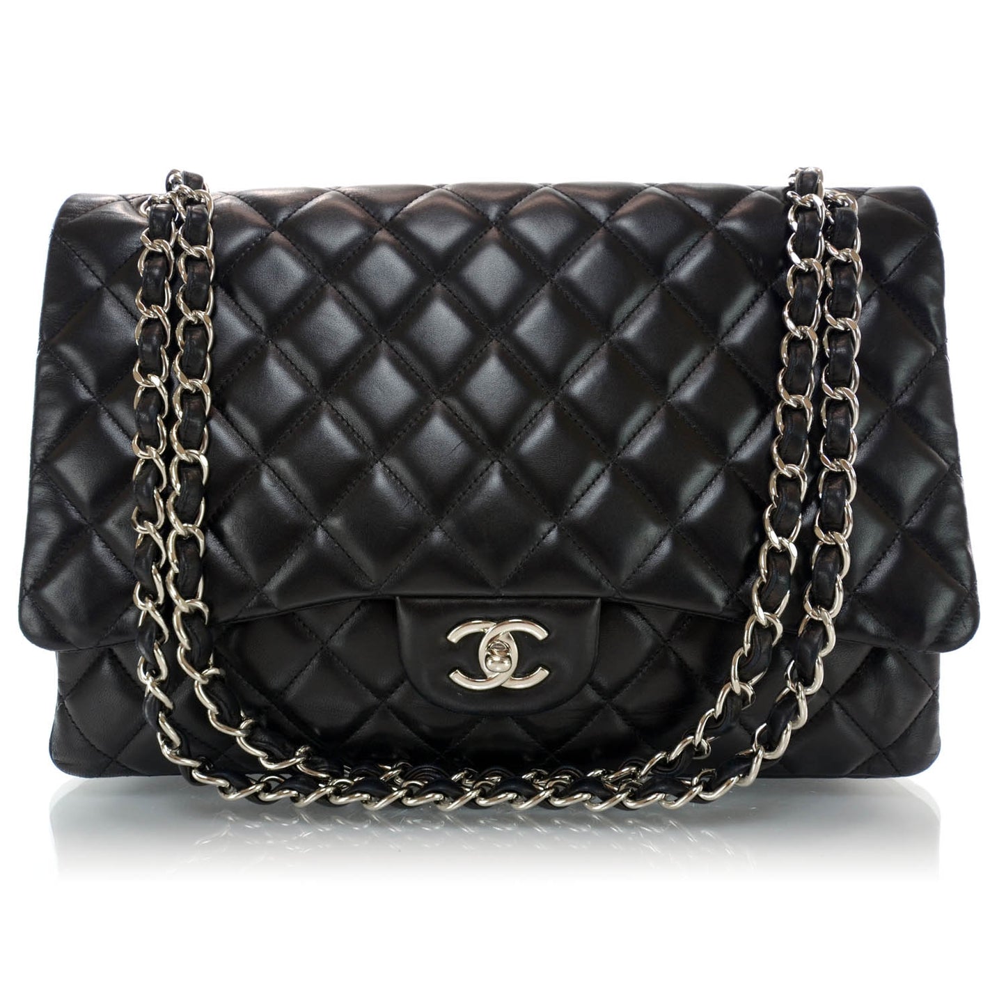 Lambskin Maxi Single Flap Black