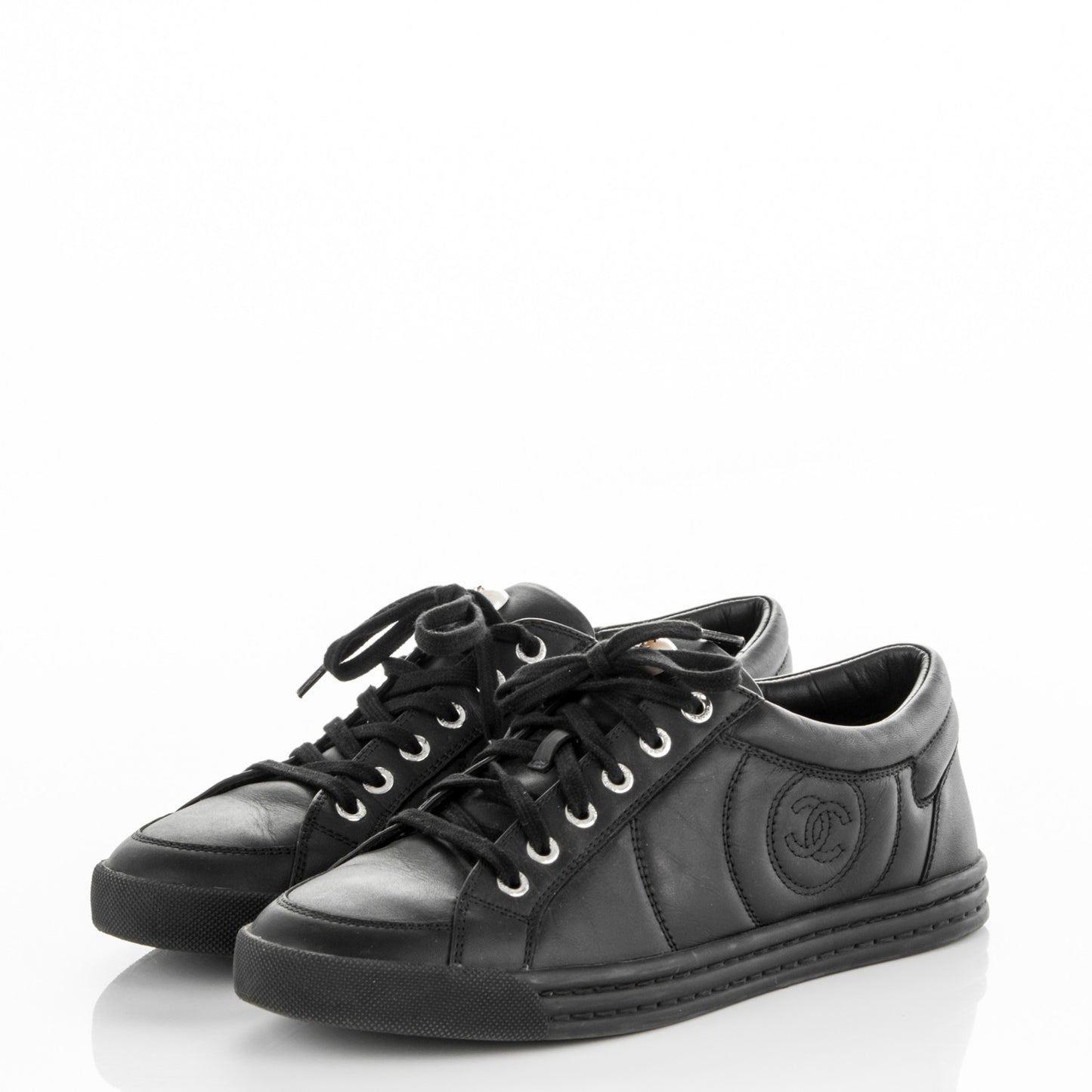Calfskin Low Top CC Sneakers 39 Black