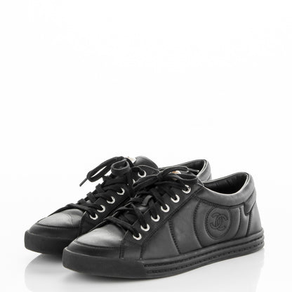 Chanel Calfskin Low Top CC Sneakers 39 Black 3 of 7