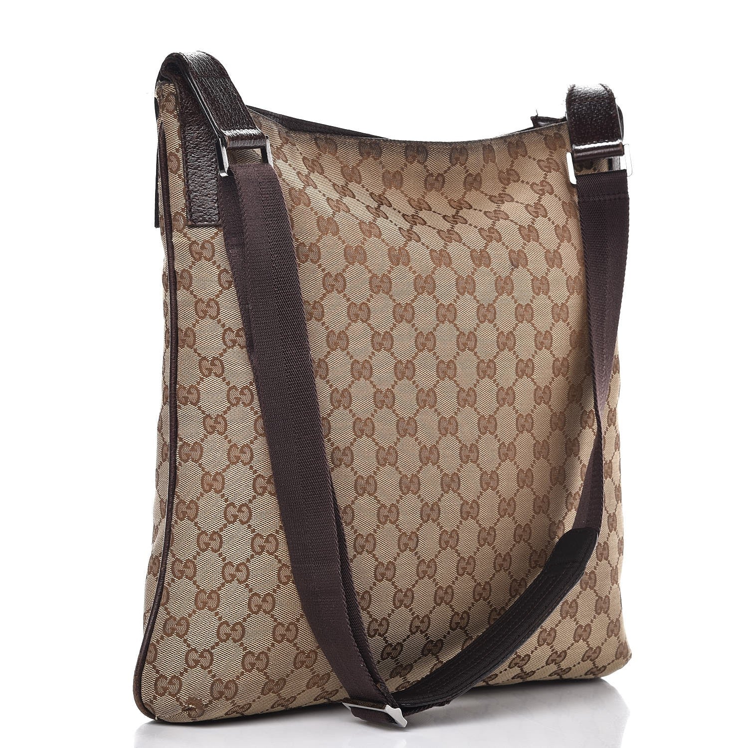 Gucci Monogram Large Flat Messenger Bag Dark Brown 3 of 9