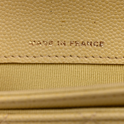 Chanel Caviar Quilted Flap Card Holder Wallet Yellow 7 of 9