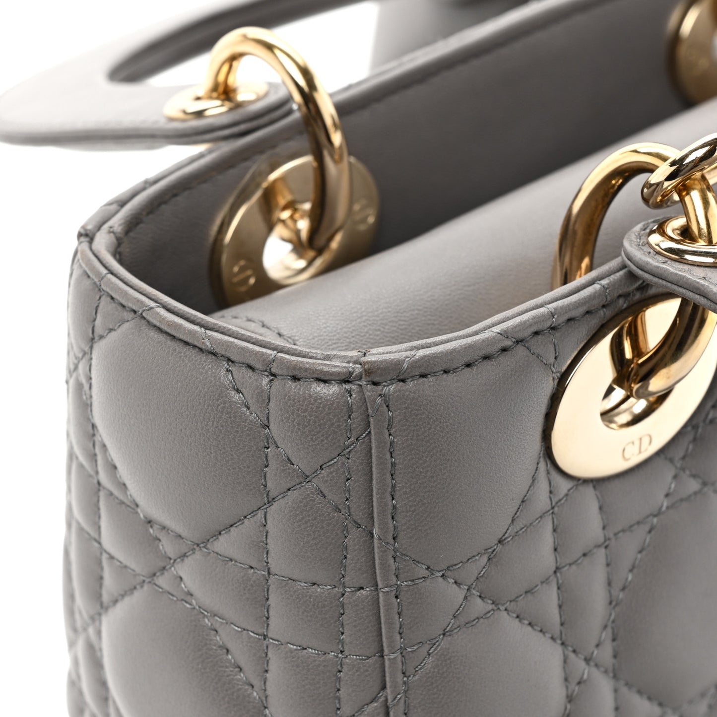 Lambskin Cannage Small Lucky Badges My Lady Dior Grey