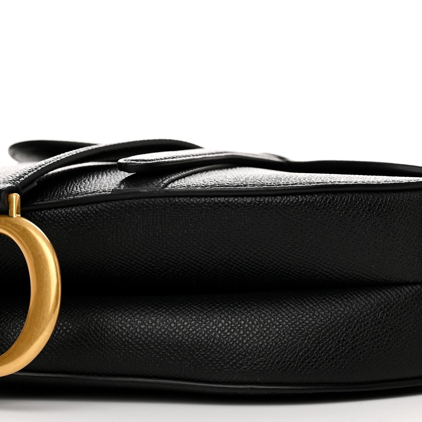 Grained Calfskin Saddle Bag With Strap Black