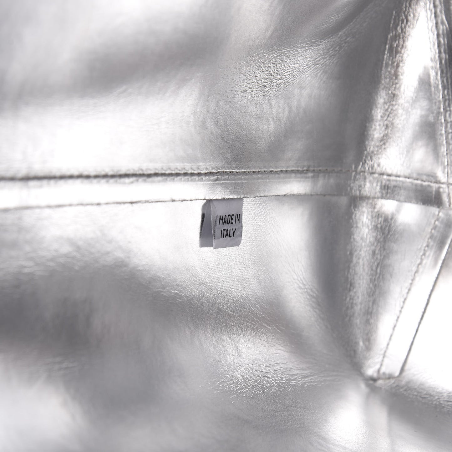 Metallic Saffiano Small Shopping Tote Silver