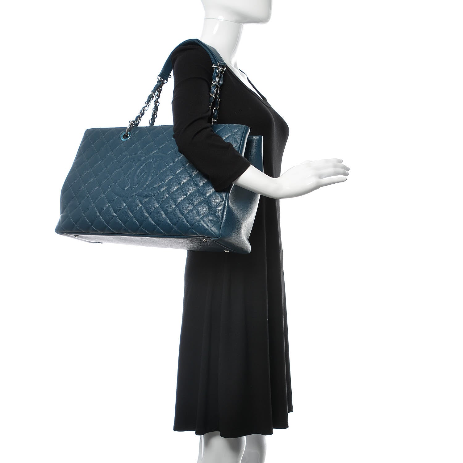 Chanel Caviar Quilted XL Grand Shopping Tote GST Navy Blue 2 of 15
