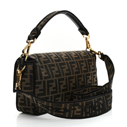 Fendi Fabric Jacquard FF 1974 Medium Baguette Tobacco Moro Black 3 of 16
