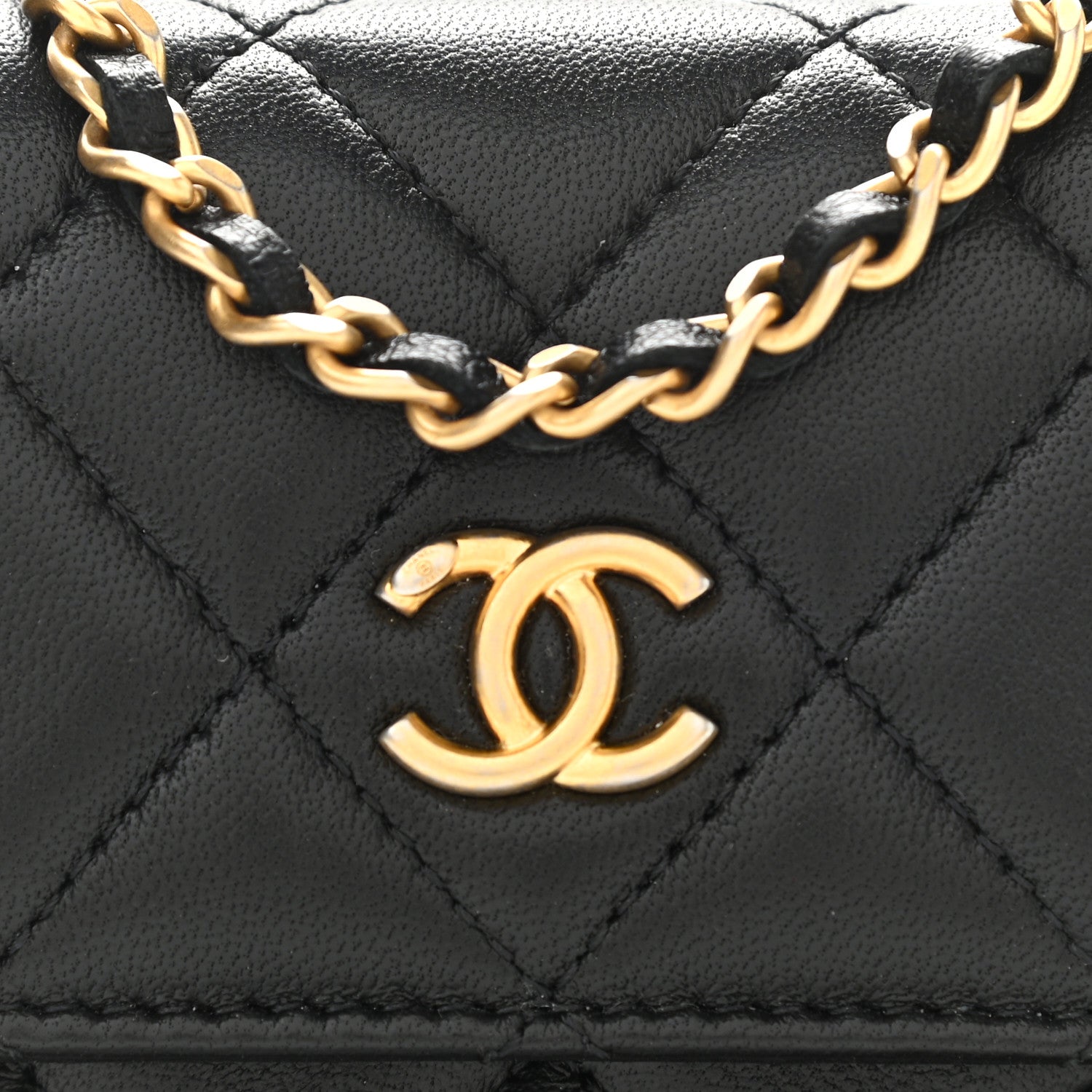 Chanel Lambskin Quilted Pearl Crush Clutch With Chain Black 9 of 13