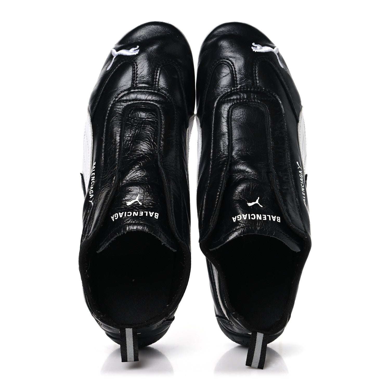 Balenciaga X PUMA Crumpled Calfskin Mens Speedcat Sneakers 42 Black White 2 of 9
