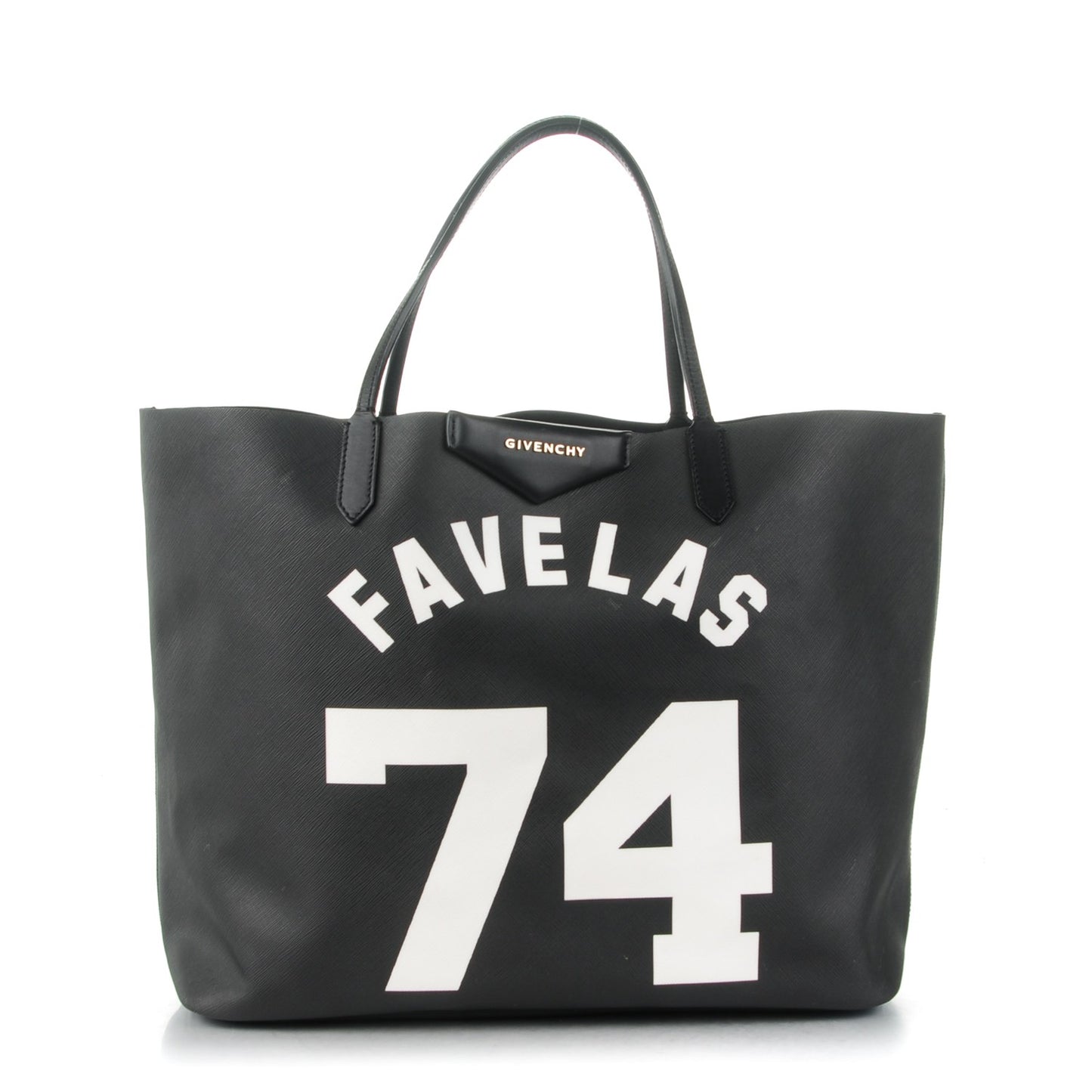 Textured Coated Canvas Favelas Large Antigona Tote Black