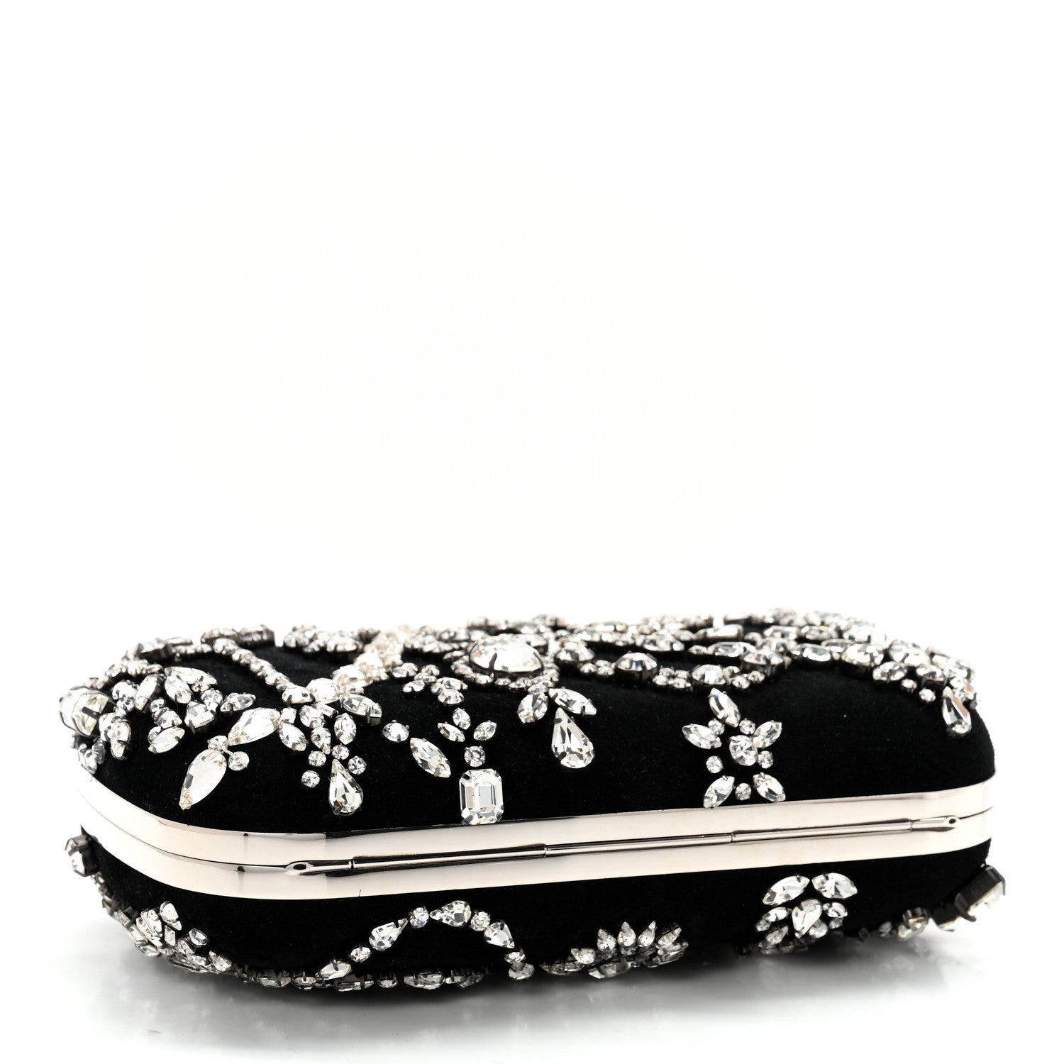 Alexander McQueen Suede Crystal Knuckle Box Clutch Black 4 of 8