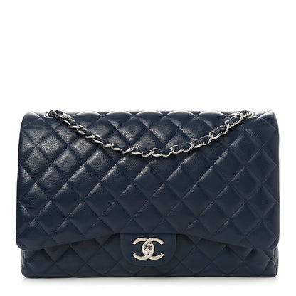 Chanel Caviar Quilted Maxi Double Flap Blue 1 of 11
