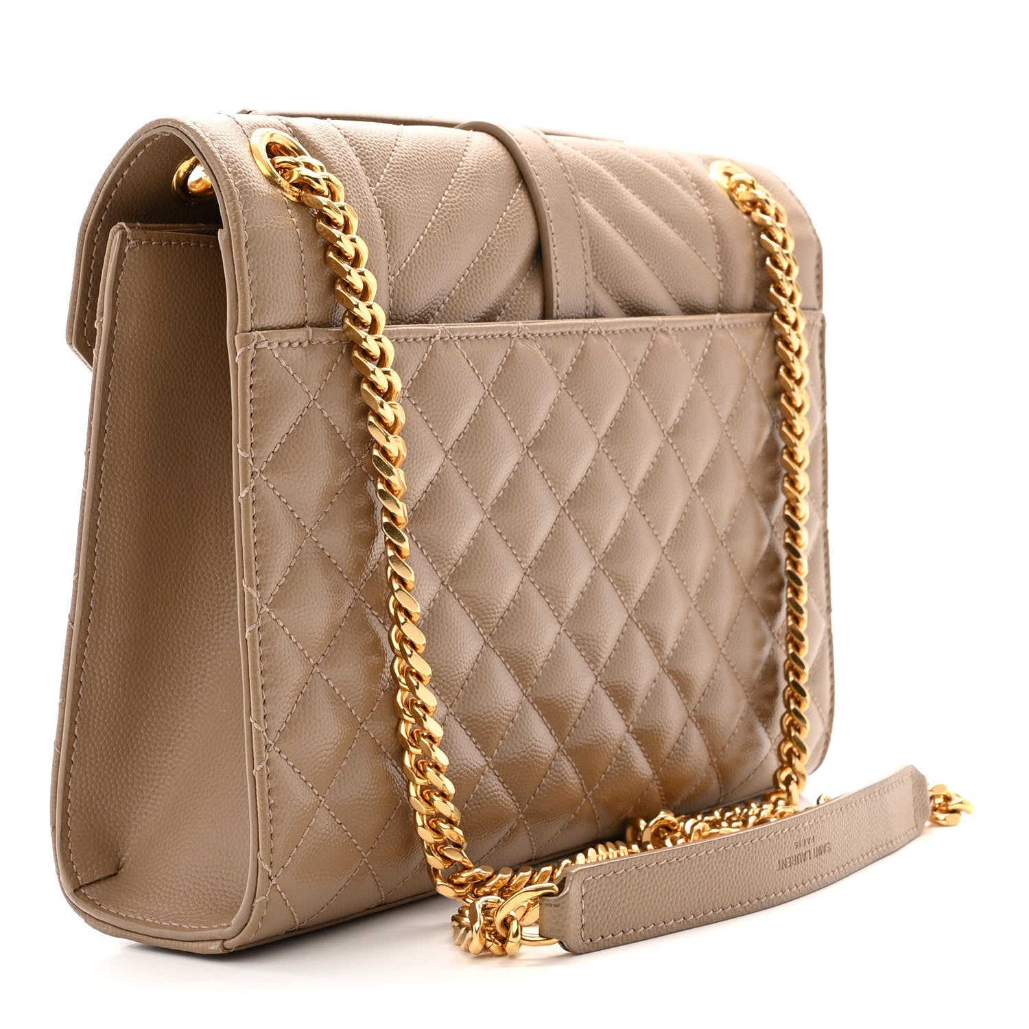 Saint Laurent Grain De Poudre Textured Mixed Matelasse Medium Triquilt Monogram Satchel Dark Latte 3 of 13