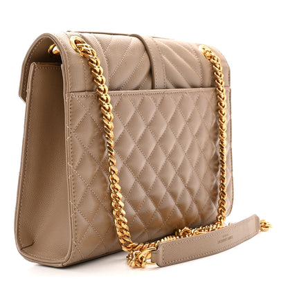 Saint Laurent Grain De Poudre Textured Mixed Matelasse Medium Triquilt Monogram Satchel Dark Latte 3 of 13