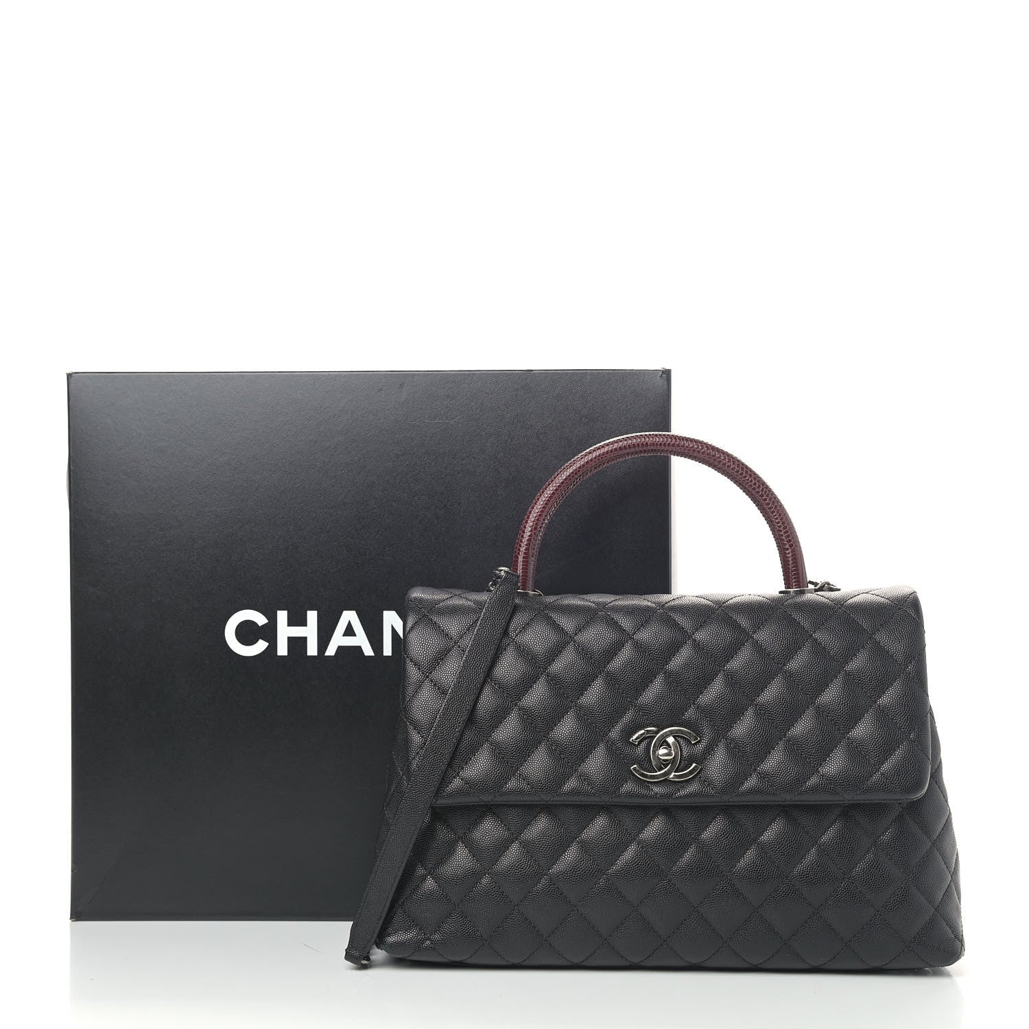 Chanel Caviar Lizard Quilted Medium Coco Handle Flap Black 13 of 13