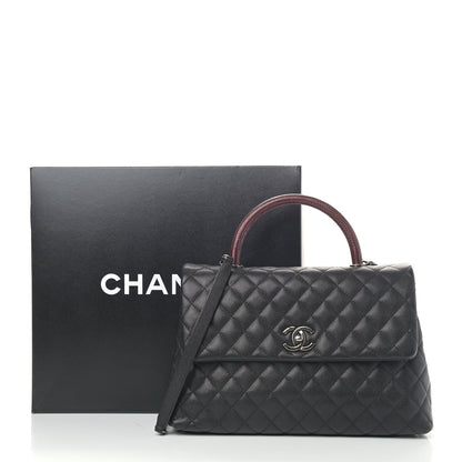 Chanel Caviar Lizard Quilted Medium Coco Handle Flap Black 13 of 13