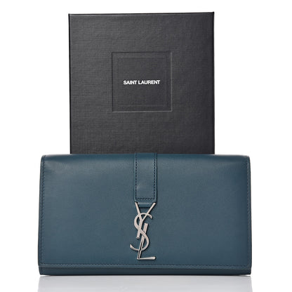 Saint Laurent Calfskin Monogram Large Flap Wallet Dark Turquoise 9 of 9