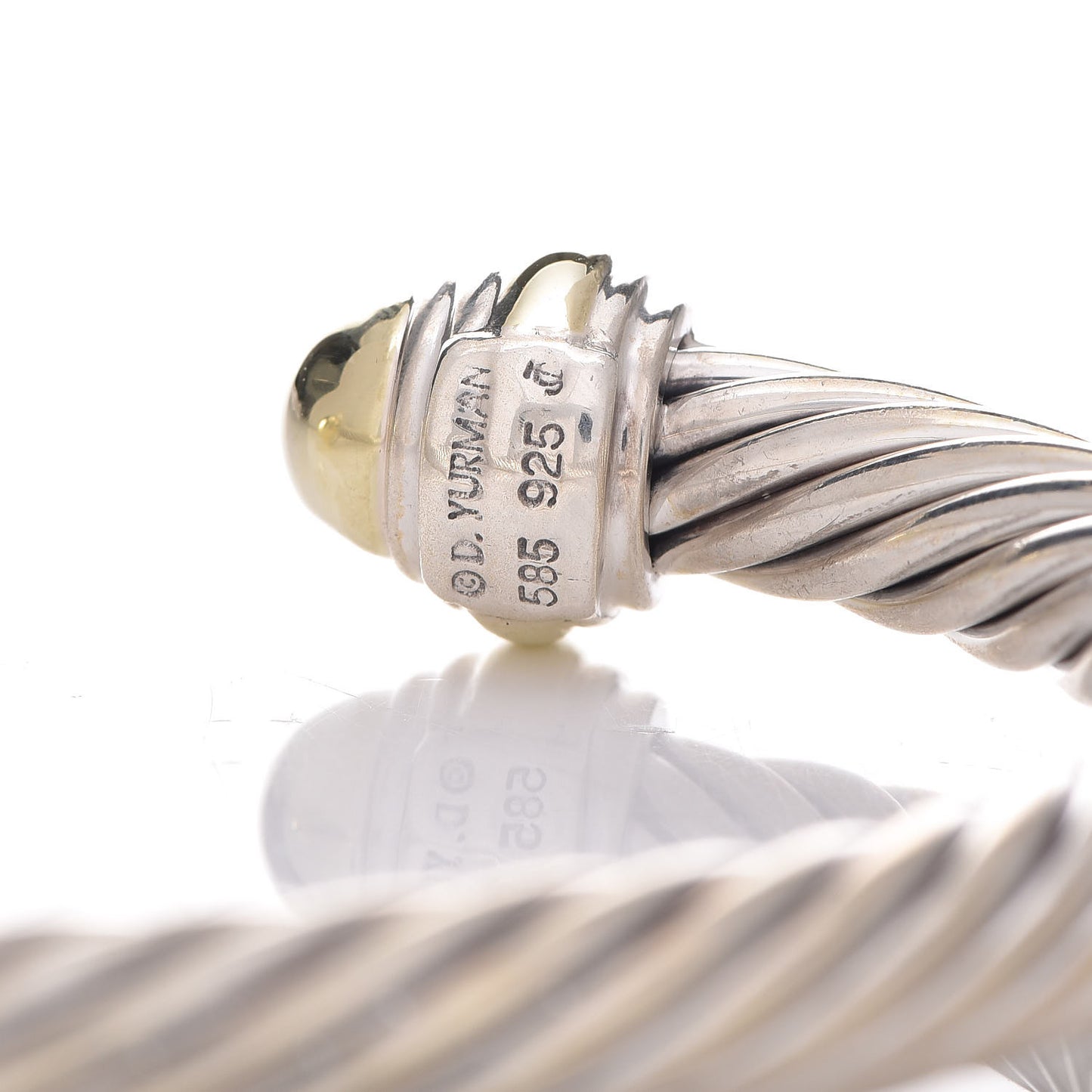 Sterling Silver 14K Yellow Gold 7mm Cable Classics Bracelet