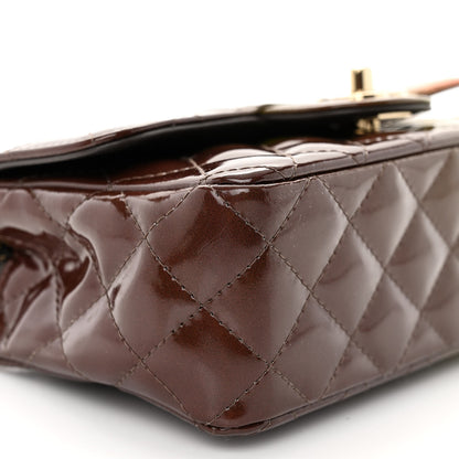 Chanel Shaded Patent Calfskin Quilted Mini Rectangular Flap Green Orange Dark Brown 9 of 10