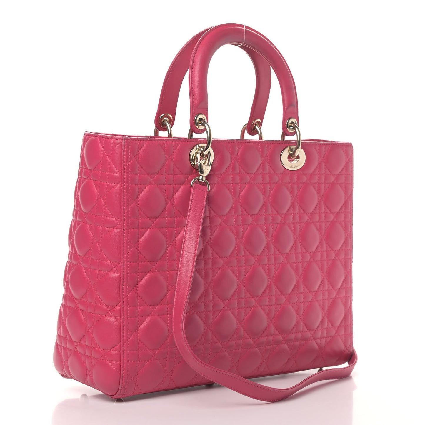 Lambskin Cannage Large Lady Dior Fuchsia