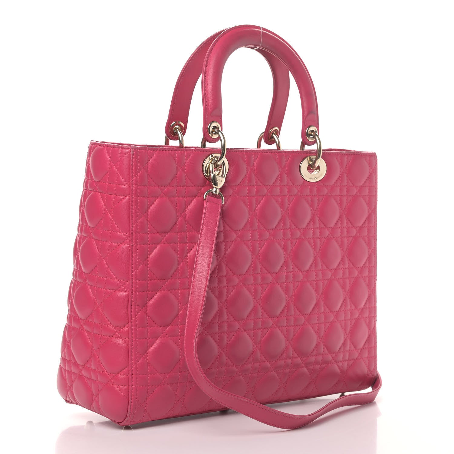 Christian Dior Lambskin Cannage Large Lady Dior Fuchsia 2 of 12