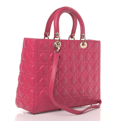 Christian Dior Lambskin Cannage Large Lady Dior Fuchsia 2 of 12