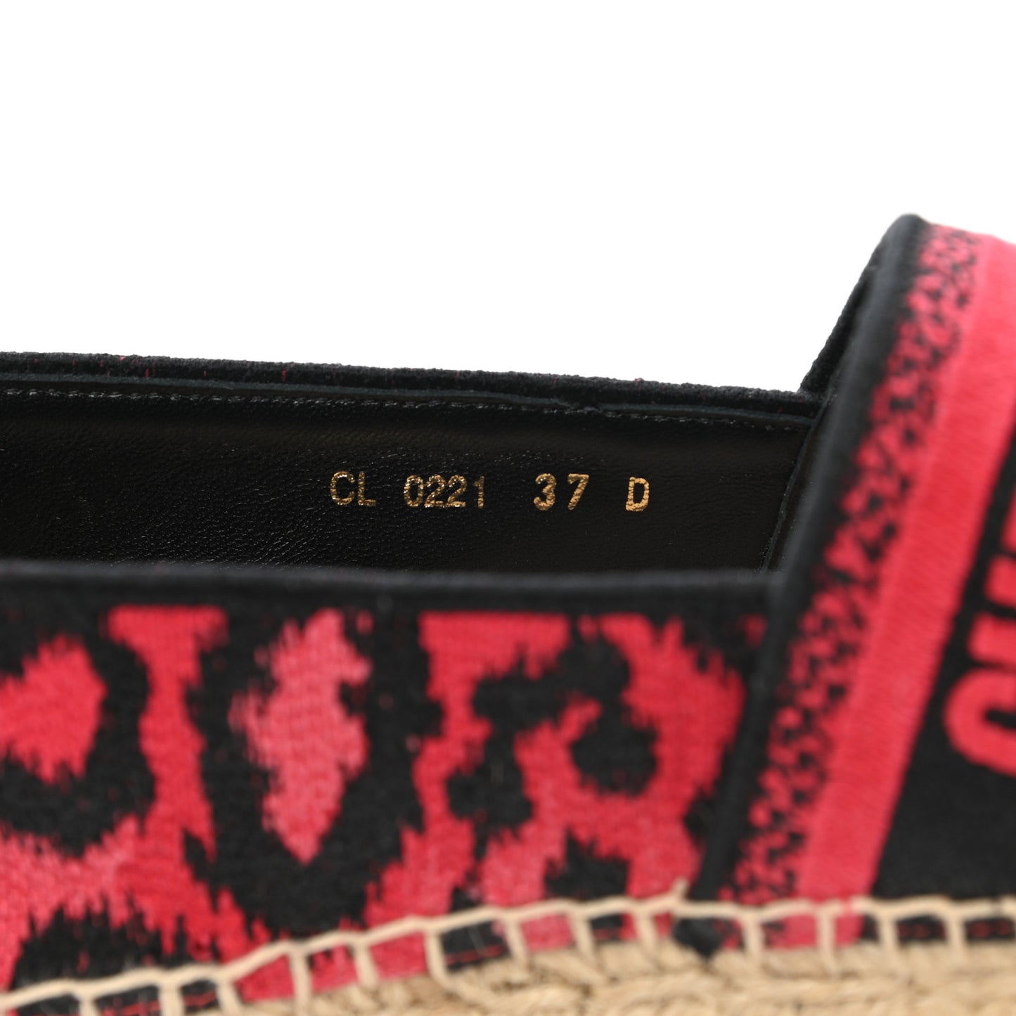 Cotton Embroidered Leopard Print Granville Espadrille 37 Red