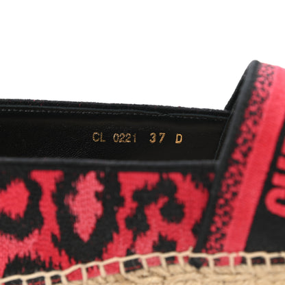 Christian Dior Cotton Embroidered Leopard Print Granville Espadrille 37 Red 8 of 9