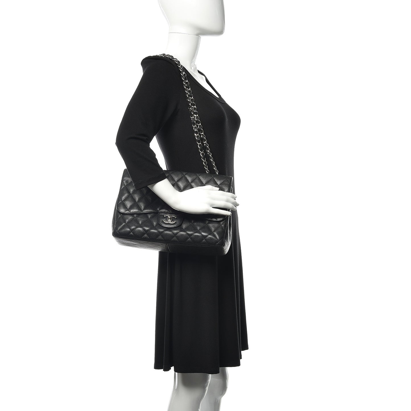 Caviar Quilted Jumbo Single Flap Black