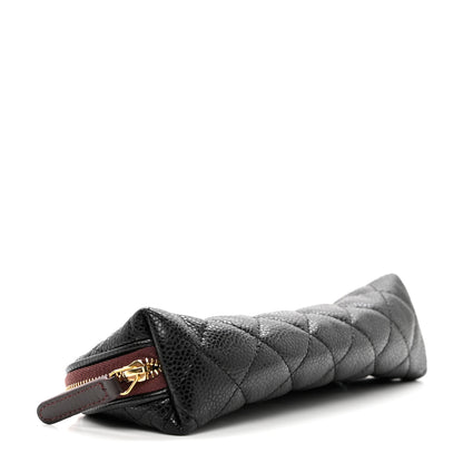 Chanel Caviar Quilted Long Cosmetic Case Black 3 of 7