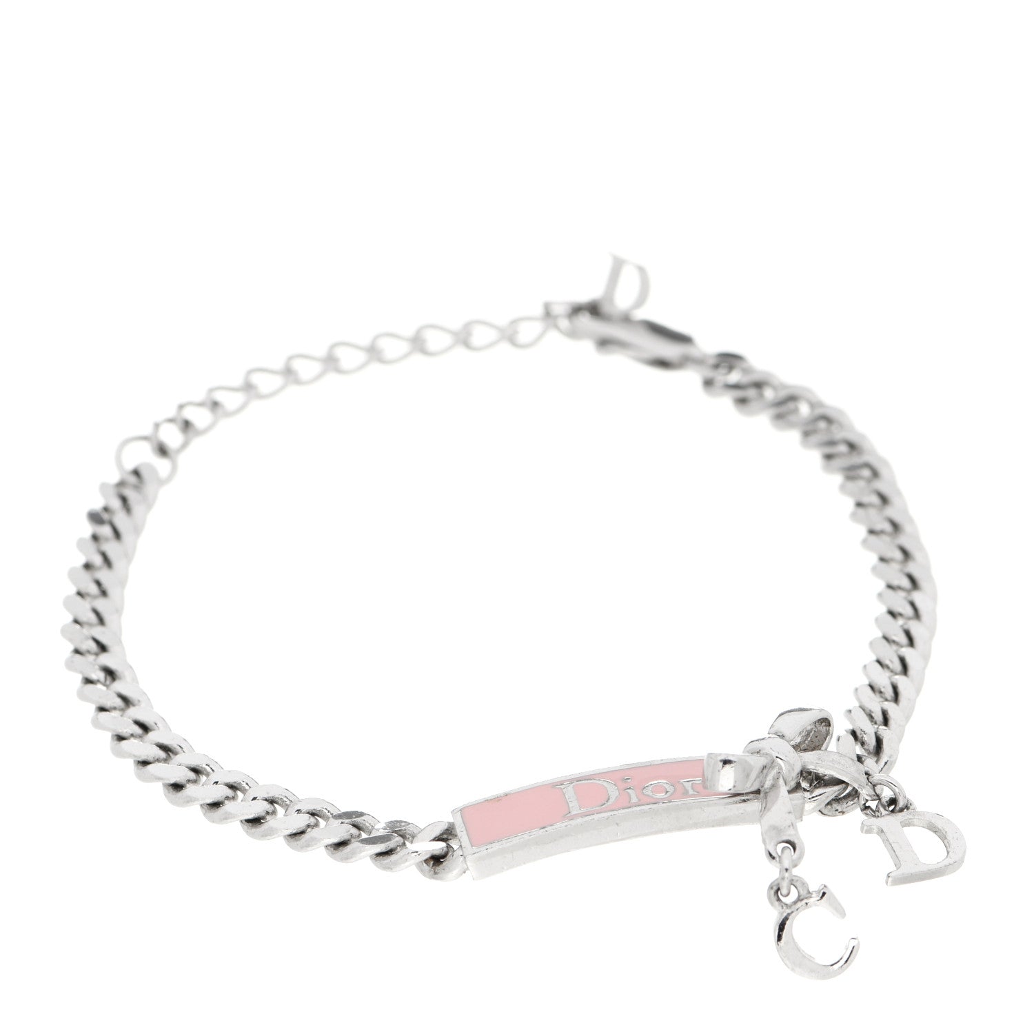 Christian Dior Enamel Bow Bracelet Silver Pink 1 of 5