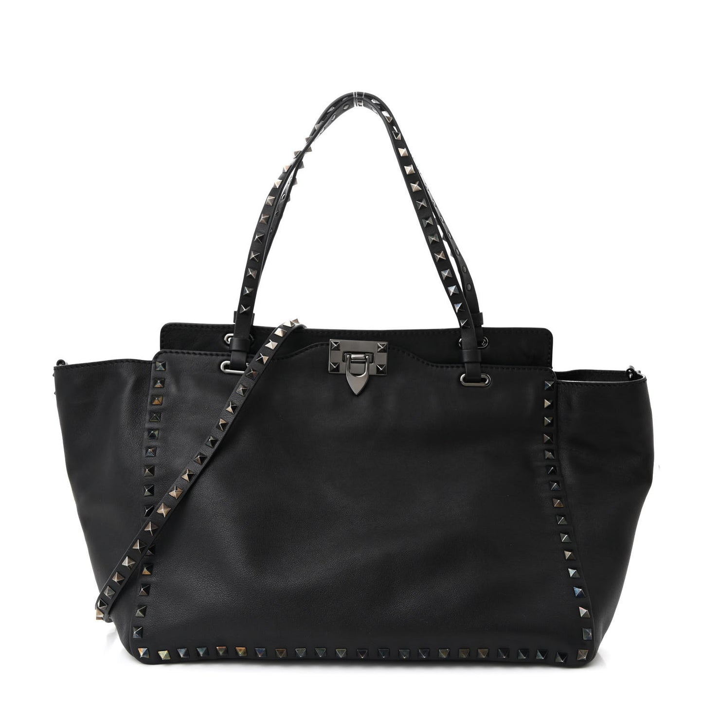 Vitello Medium Rockstud Tote Black