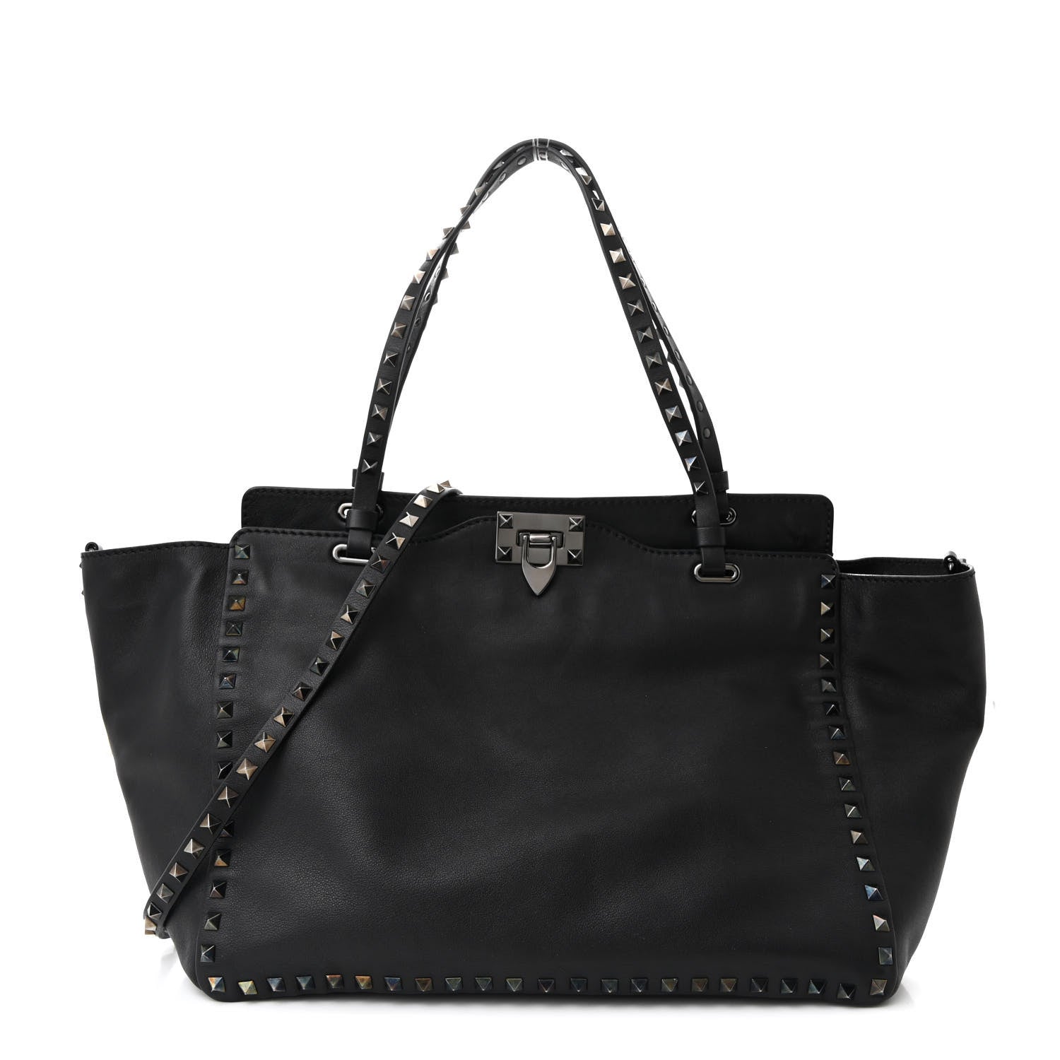 Valentino Garavani Vitello Medium Rockstud Tote Black 1 of 11
