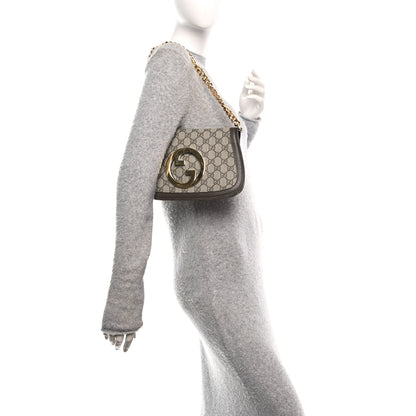 Gucci GG Supreme Monogram Textured Dollar Calfskin Blondie Chain Shoulder Flap Bag Beige Ebony New Acero 2 of 10