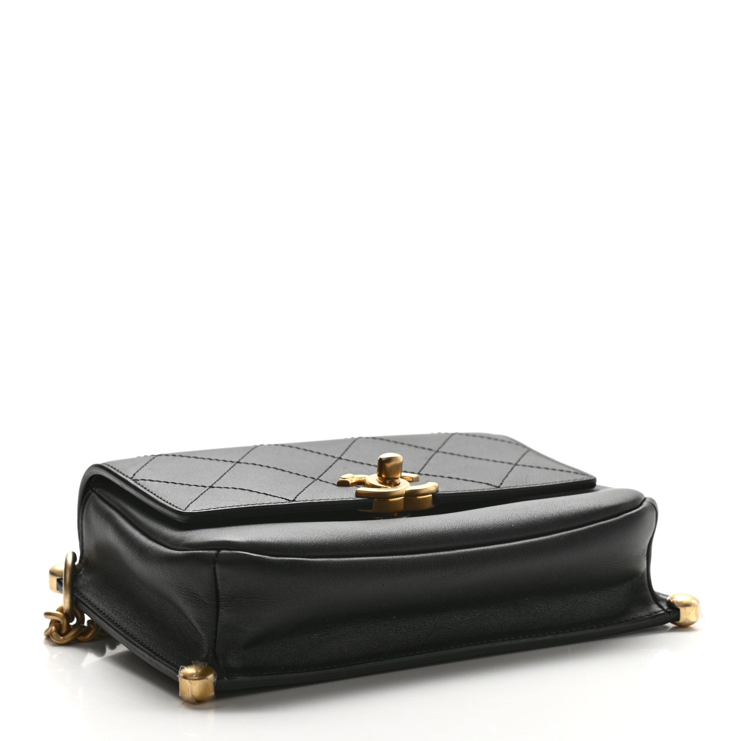Calfskin Stitched Flap Black