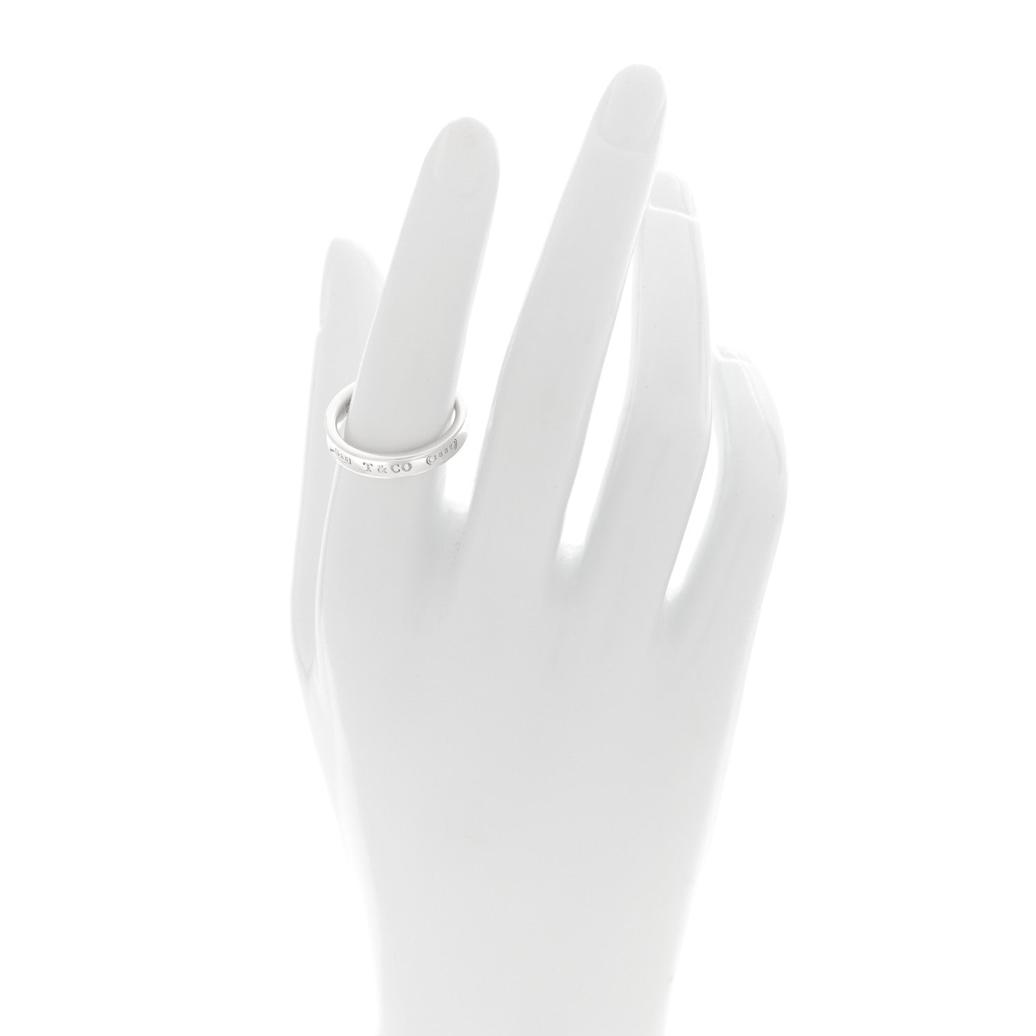 Tiffany Sterling Silver Narrow 1837 Band Ring 54 7 2 of 4