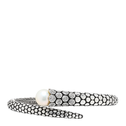 John Hardy Sterling Silver Diamond Pearl Dot Kick Cuff Bracelet 1 of 3