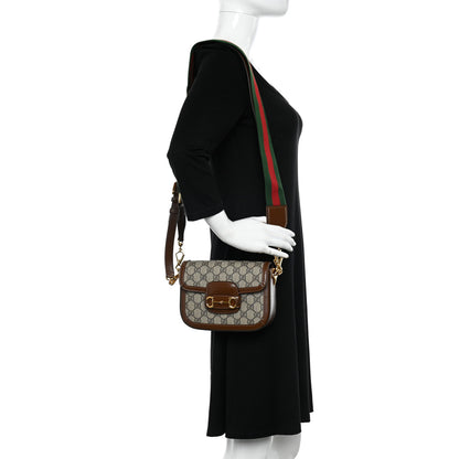 Gucci GG Supreme Monogram Web Mini Horsebit 1955 Shoulder Bag Beige Brown Sugar 2 of 13