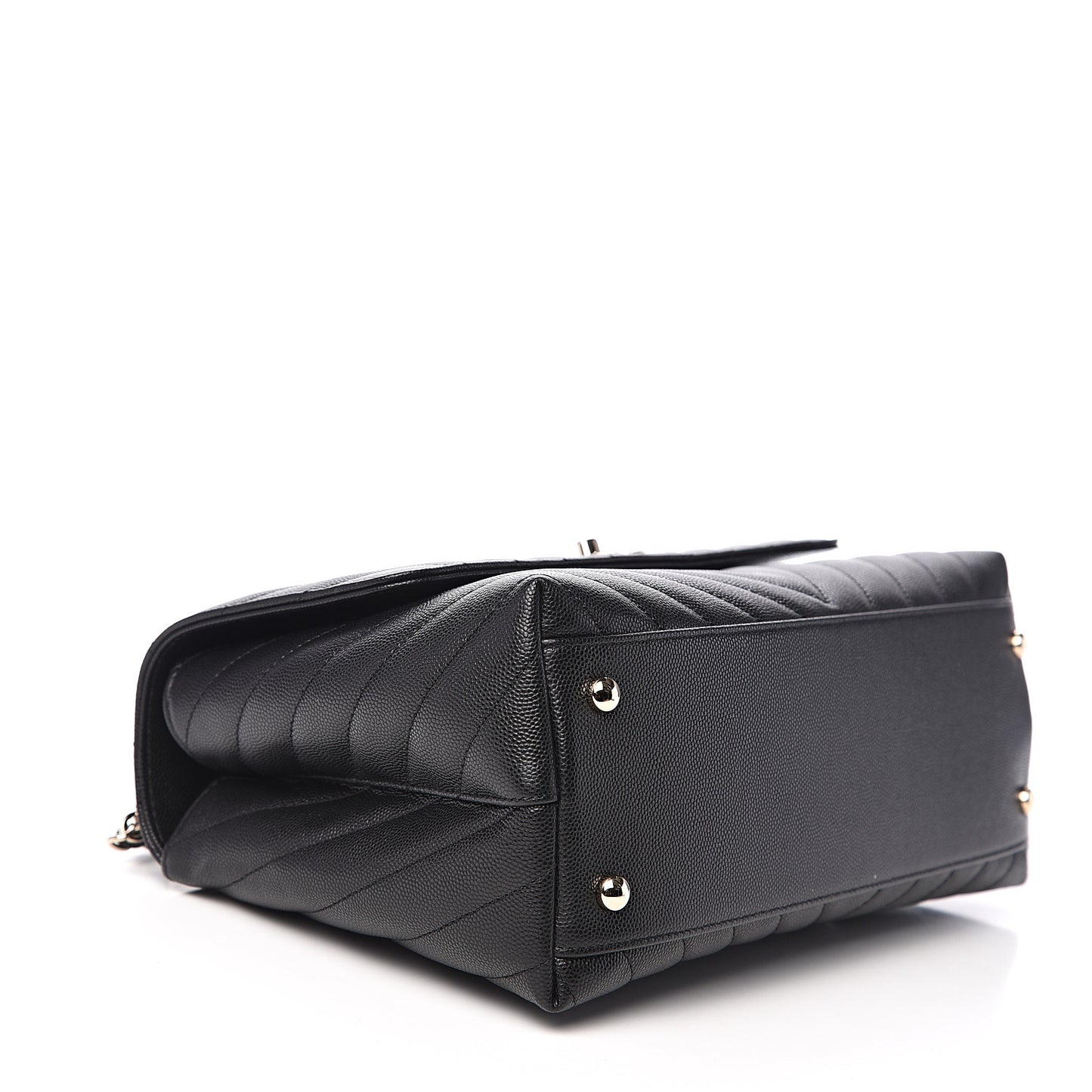 Caviar Lizard Embossed Quilted Chevron Small Coco Handle Flap Black