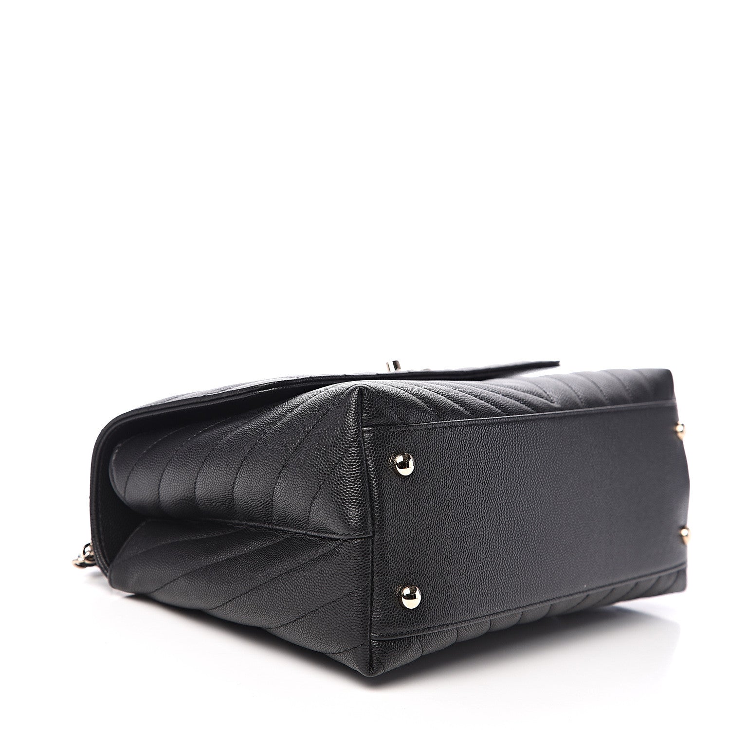 Chanel Caviar Lizard Embossed Quilted Chevron Small Coco Handle Flap Black 3 of 10