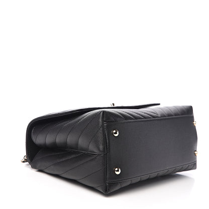 Chanel Caviar Lizard Embossed Quilted Chevron Small Coco Handle Flap Black 3 of 10