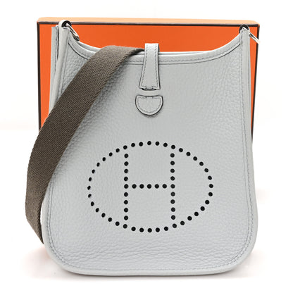 Hermes Taurillon Clemence Amazone Evelyne Short Strap TPM Bleu Pale Gris Etain 11 of 11