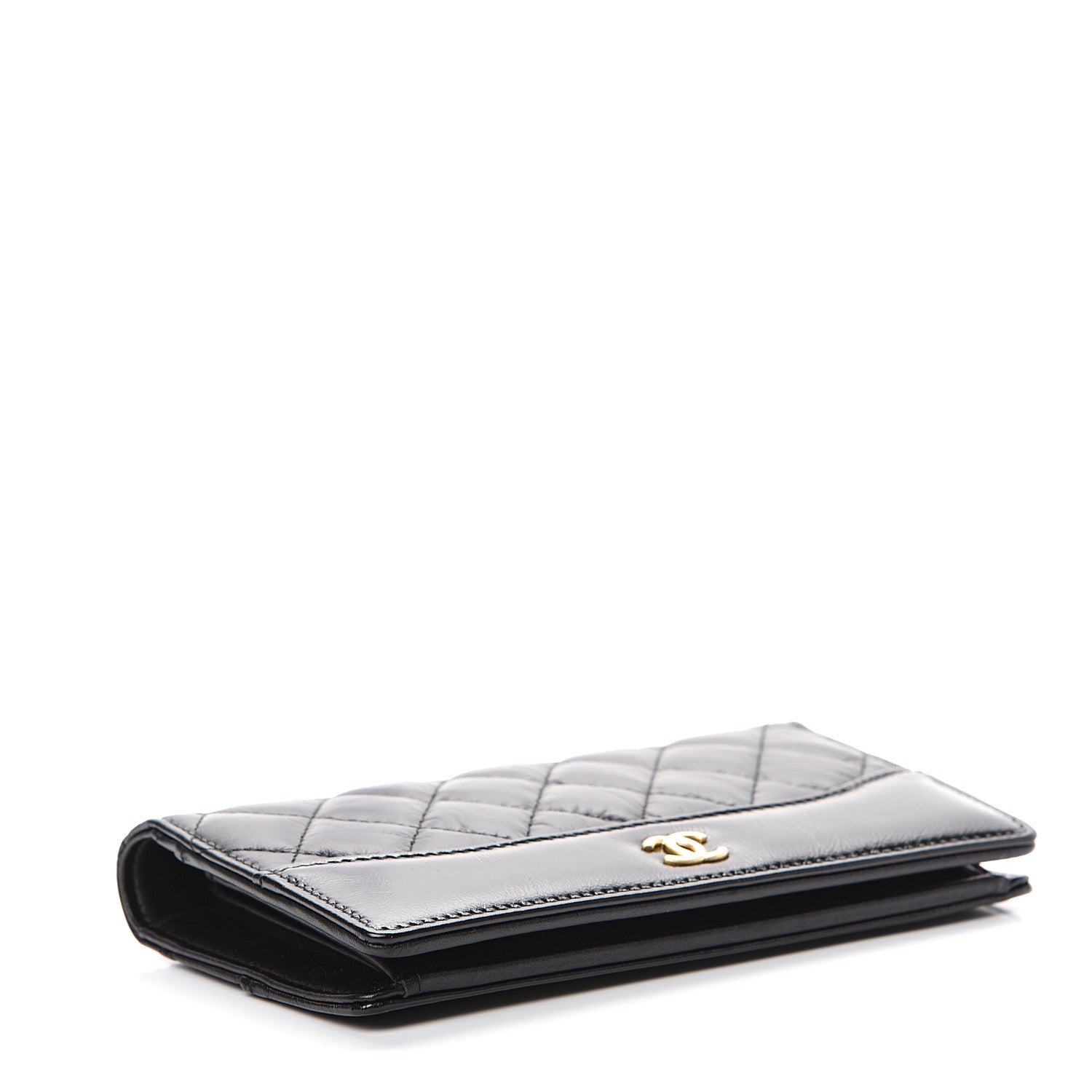 Chanel Aged Calfskin Quilted Gabrielle Yen Wallet Black 3 of 8