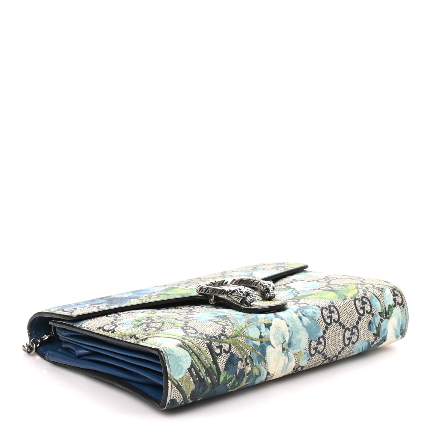 GG Supreme Monogram Blooms Mini Dionysus Chain Wallet Beige Blue Navy Vintage Blue