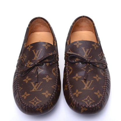 Louis Vuitton Monogram Mens Arizona Car Shoe Moccasin Loafers 9 Macassar 2 of 13
