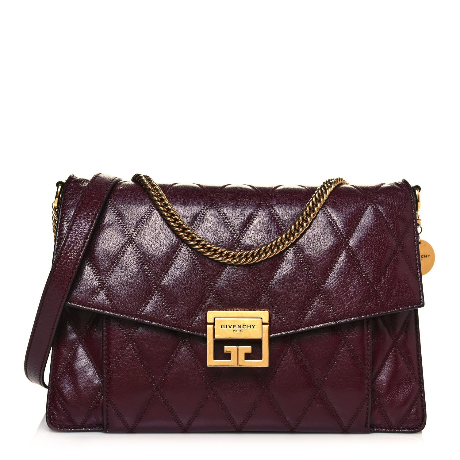 Givenchy Goatskin Quilted Medium GV3 Shoulder Bag Aubergine 1 of 16